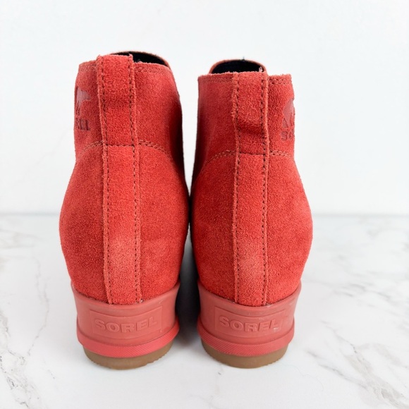 Sorel Evie Orange Pull On Chelsea Wedge Booties Sz 9.5 - Picture 7 of 13